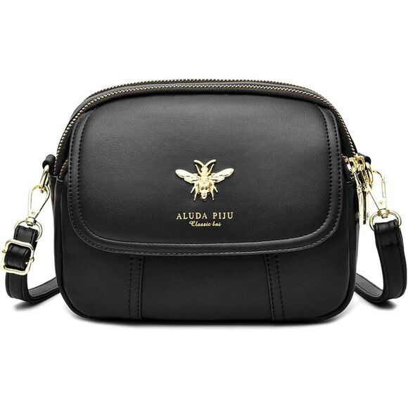 Women Black Imported Faux Leather Stylish Small Crossbody Wallet Bags